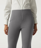 High Waisted Flare Fleece Work Trousers with Pockets — Silent Storm — view 5