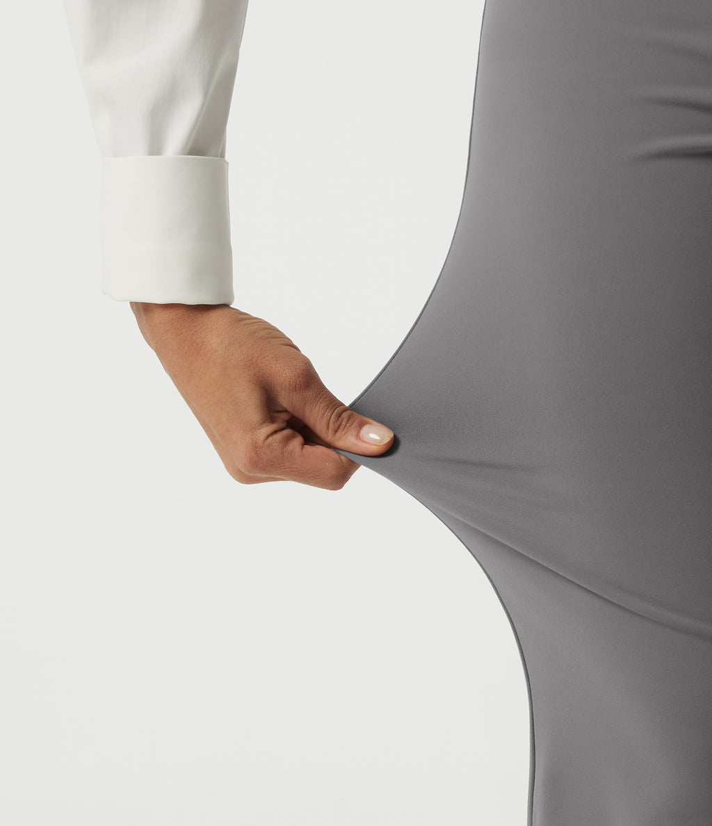High Waisted Flare Fleece Work Trousers with Pockets — Silent Storm — view 7