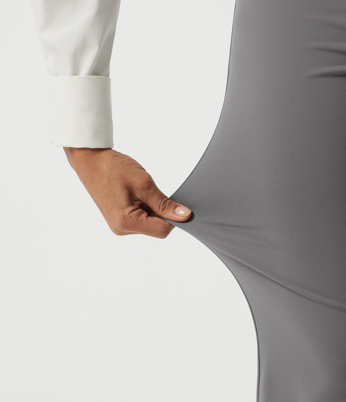 High Waisted Flare Fleece Work Trousers with Pockets — Silent Storm — view 7