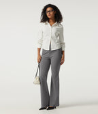 High Waisted Flare Fleece Work Trousers with Pockets — Silent Storm — view 8