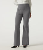 High Waisted Flare Fleece Work Trousers with Pockets — Silent Storm — view 4