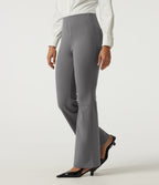 High Waisted Flare Fleece Work Trousers with Pockets — Silent Storm — view 3