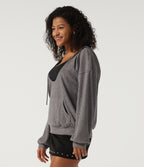 Hooded Long Sleeve Casual Pullover Sweatshirt with Pockets — Dark Mottled Grey — view 3