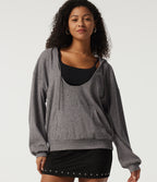 Hooded Long Sleeve Casual Pullover Sweatshirt with Pockets — Dark Mottled Grey — view 1