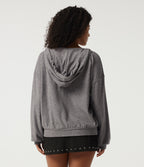 Hooded Long Sleeve Casual Pullover Sweatshirt with Pockets — Dark Mottled Grey — view 2