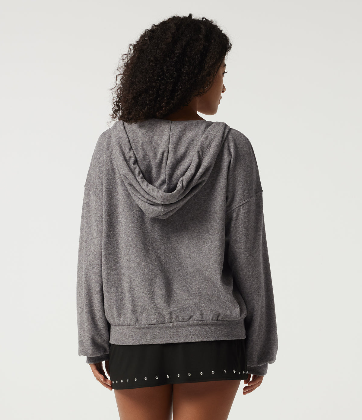 Hooded Long Sleeve Casual Pullover Sweatshirt with Pockets — Dark Mottled Grey — view 2