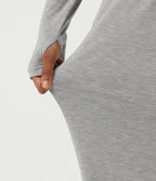 Mid Rise Wide Leg Drawstring Contrast Lace Lounge Trousers with Pockets — Fog Gray — view 6