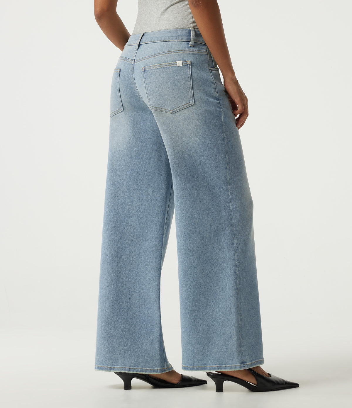 Low Rise Ripped Wide Leg Casual Jeans with Pockets — Malibu Blue Denim — view 2