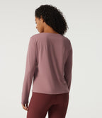Round Neck Quick Dry Long Sleeve Seam Split Hem Running Sports Top-UPF50+ — Nostalgia Rose — view 2