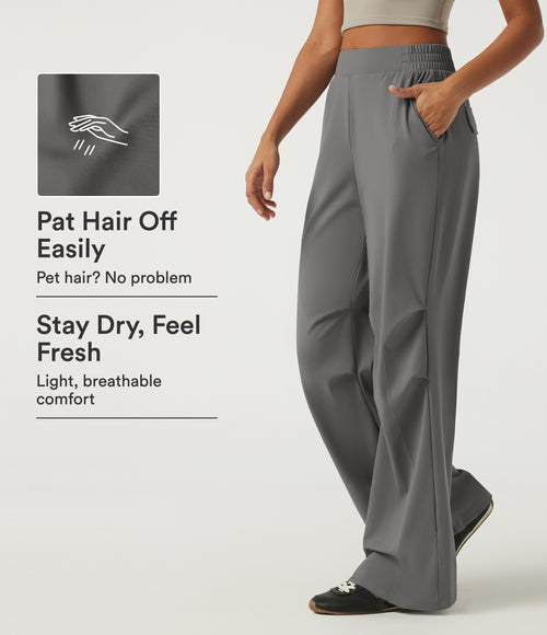 2.0 Pet Hair Resistant High Waisted Adjustable Hem Running Joggers with Pockets — Silent Storm — view 1