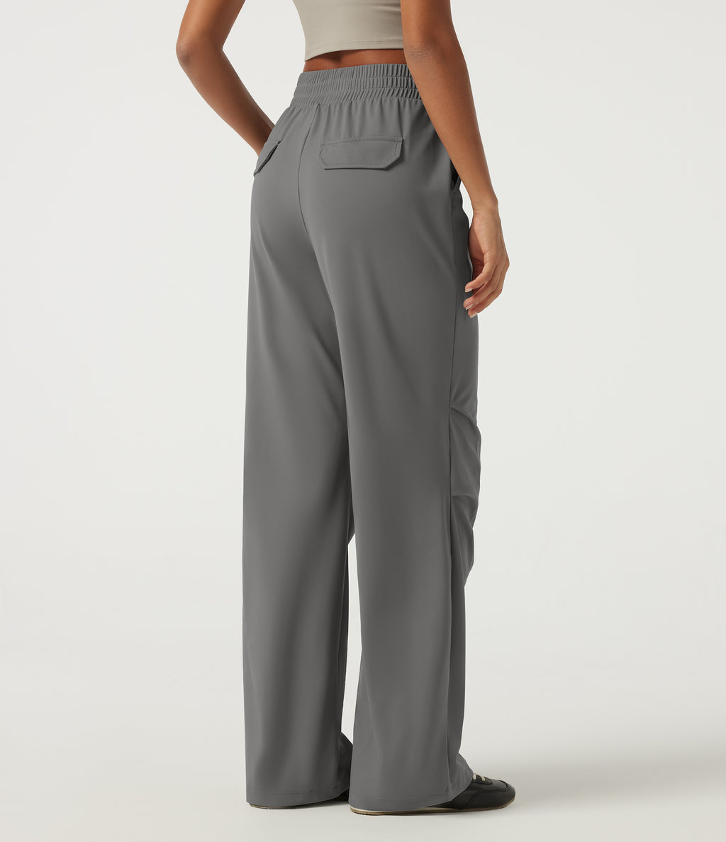 2.0 Pet Hair Resistant High Waisted Adjustable Hem Running Joggers with Pockets — Silent Storm — view 2