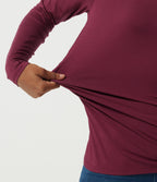 Boat Neck Long Sleeve Ruched Work Top — Purple Potion — view 7