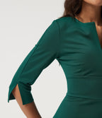 3/4 Sleeve Bodycon Work Midi Dress — Bayberry — view 4