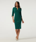 3/4 Sleeve Bodycon Work Midi Dress — Bayberry — view 8