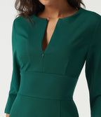 3/4 Sleeve Bodycon Work Midi Dress — Bayberry — view 6