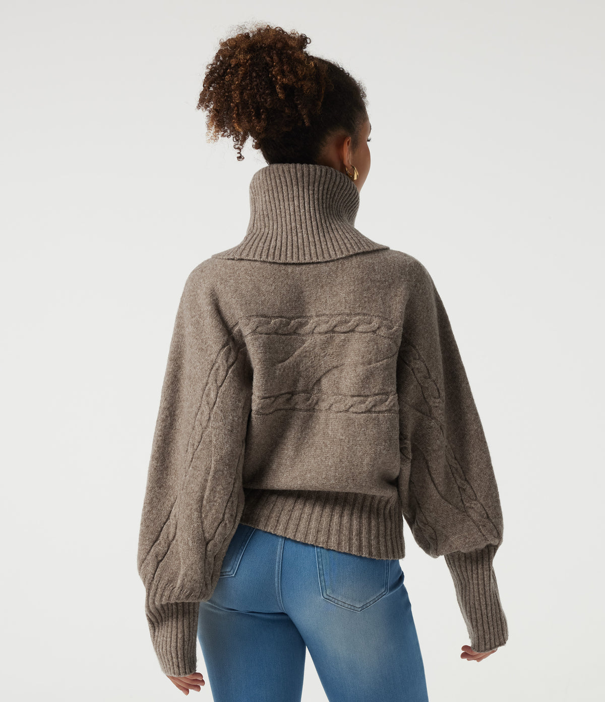 High Neck Long Sleeve Casual Sweater — Plaza Taupe — view 2