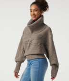 High Neck Long Sleeve Casual Sweater — Plaza Taupe — view 4