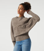 High Neck Long Sleeve Casual Sweater — Plaza Taupe — view 5
