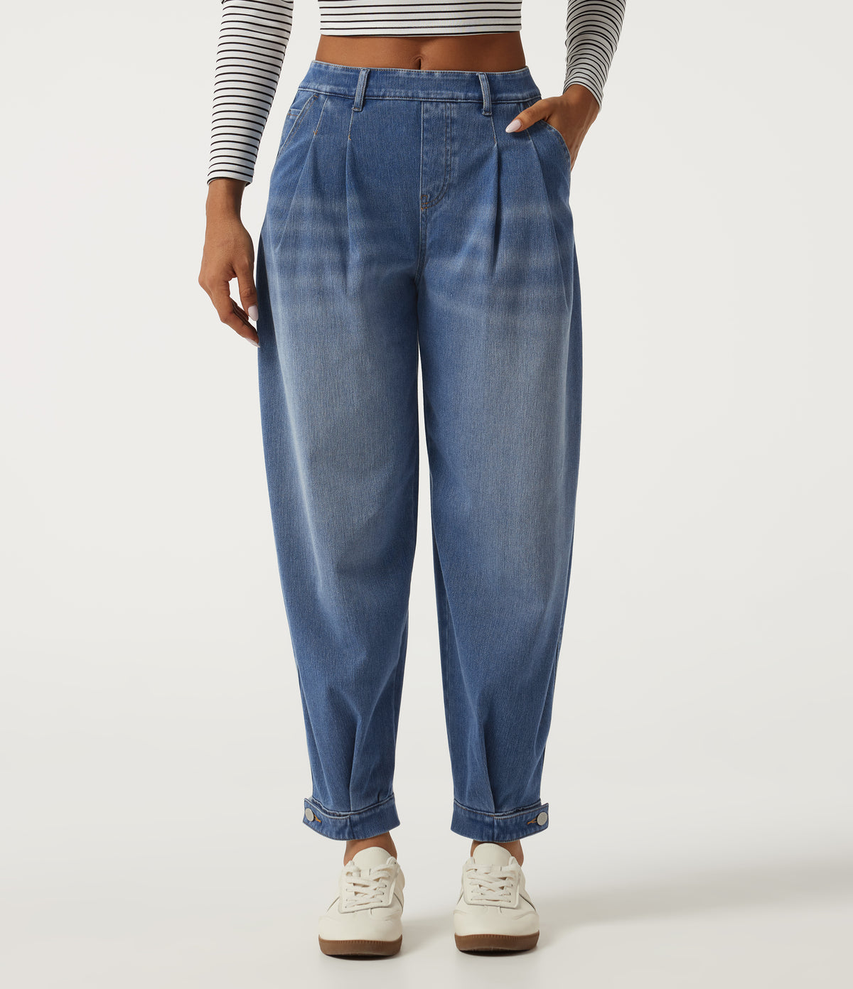 Mid Rise Casual Jeans with Pockets — Blue Jasper Denim — view 1