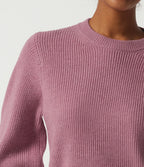 Round Neck Puff Long Sleeve Casual Jumper — Foxglove — view 6