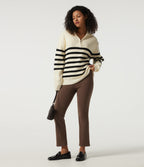 High Waisted Tapered Fleece Work Trousers with Pockets — Bison — view 6