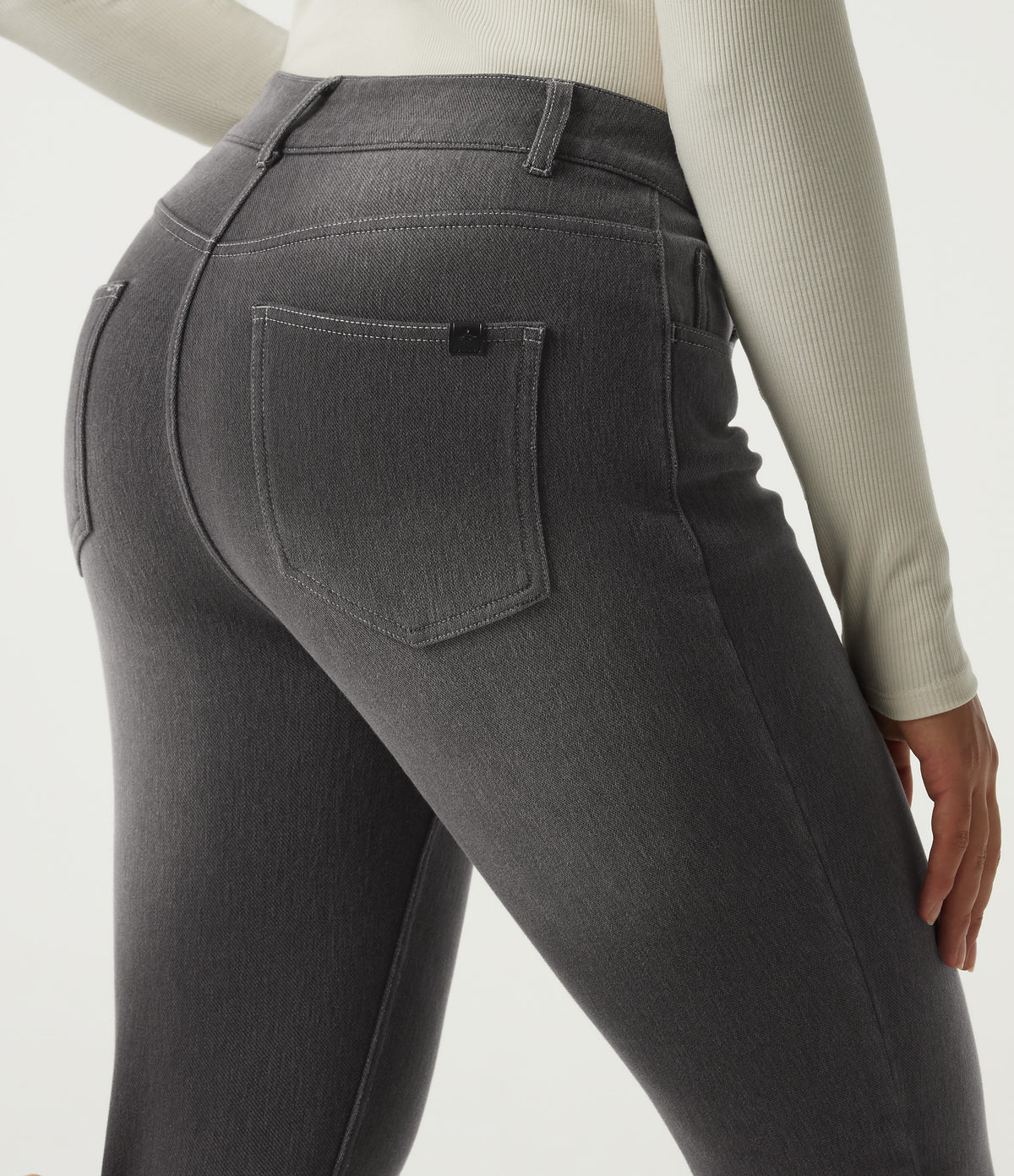 Mid Rise Bootcut Fleece Casual Cotton Jeans with Pockets — Iron Gate Denim — view 5