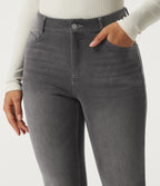 Mid Rise Bootcut Fleece Casual Cotton Jeans with Pockets — Iron Gate Denim — view 4