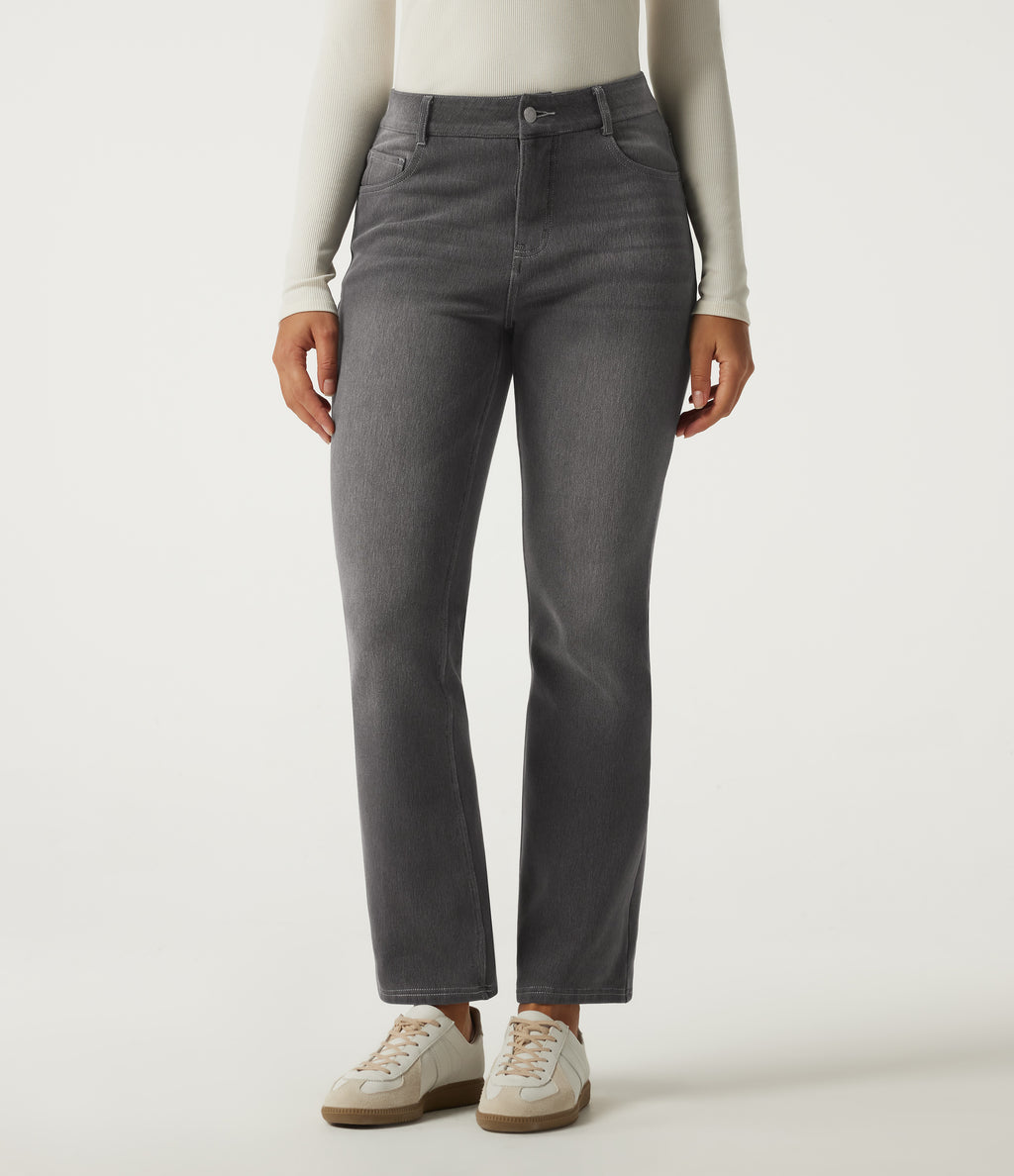 Mid Rise Bootcut Fleece Casual Cotton Jeans with Pockets — Iron Gate Denim — view 3