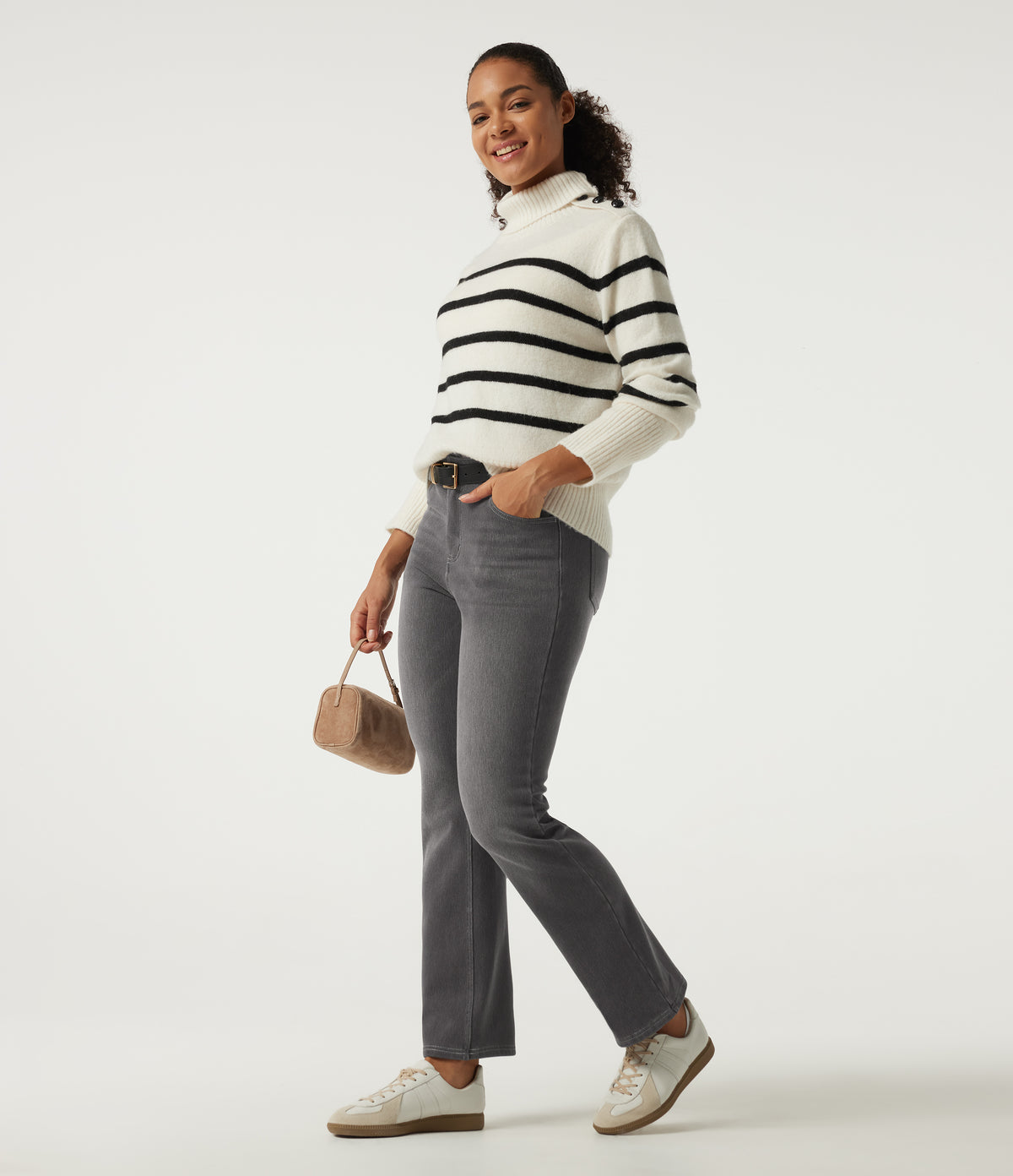 Mid Rise Bootcut Fleece Casual Cotton Jeans with Pockets — Iron Gate Denim — view 6