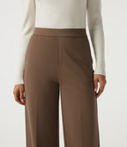 High Waisted Wide Leg Work Trousers with Pockets — Cocoa Brown — view 4