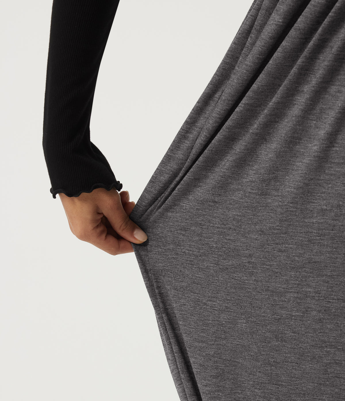 High Waisted Tummy Control Casual Sweatpants with Pockets — Darl Gray Floral Yarn — view 6