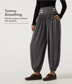 High Waisted Tummy Control Casual Sweatpants with Pockets — Darl Gray Floral Yarn — view 1