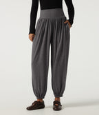 High Waisted Tummy Control Casual Sweatpants with Pockets — Darl Gray Floral Yarn — view 3