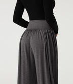 High Waisted Tummy Control Casual Sweatpants with Pockets — Darl Gray Floral Yarn — view 5