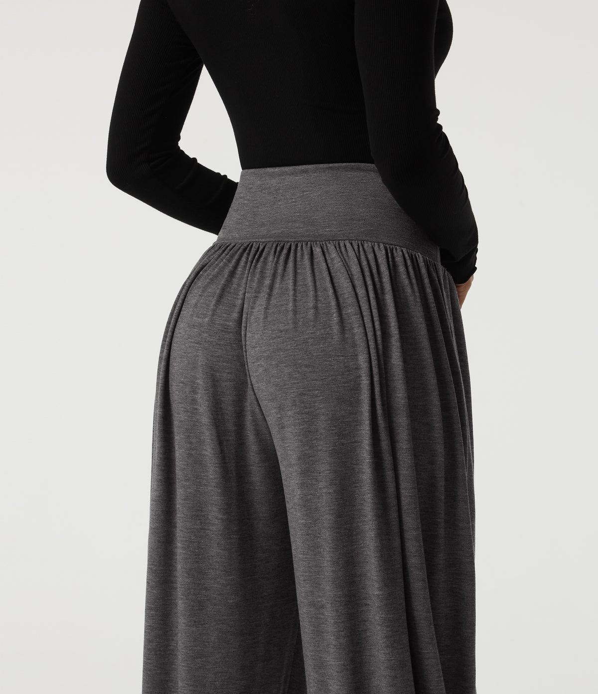 High Waisted Tummy Control Casual Sweatpants with Pockets — Darl Gray Floral Yarn — view 5