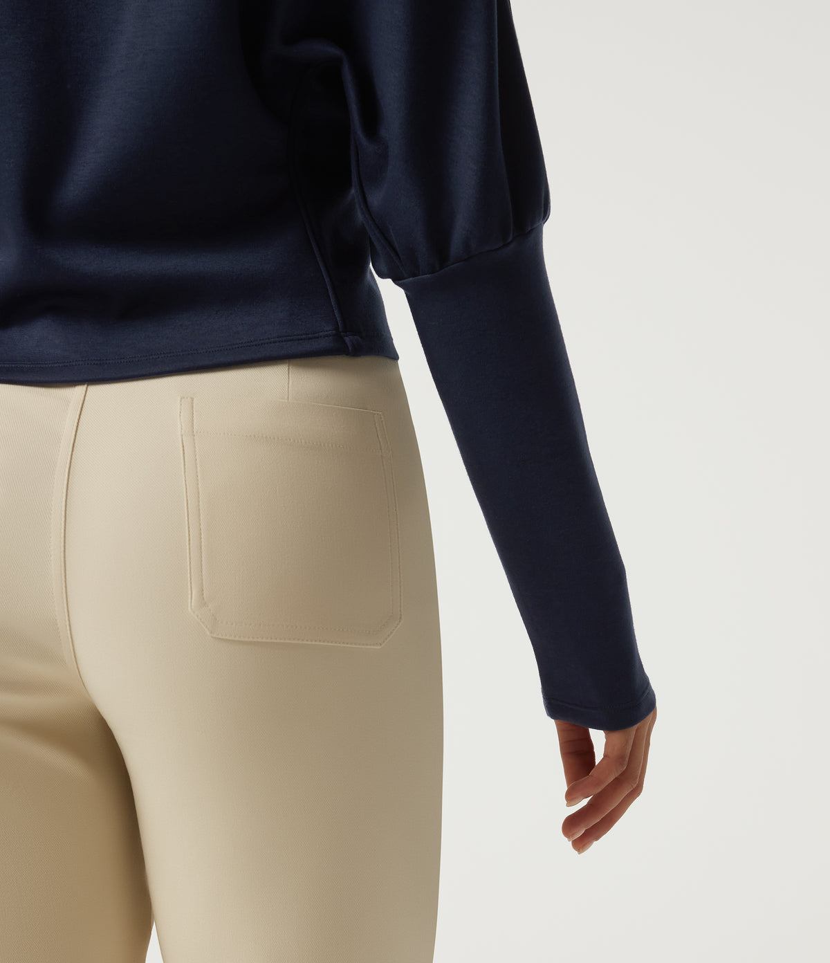 V Neck Batwing Long Sleeve Work Jacket — Midnight Blue — view 6