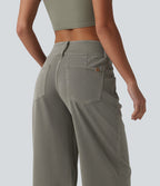 Low Rise Straight Leg Colorful Work Jeans with Pockets — Meadow Soft Green — view 5