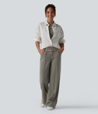 Low Rise Straight Leg Colorful Work Jeans with Pockets — Meadow Soft Green — view 6