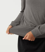 Mock Neck Long Sleeve Casual Top — Mottled Cloud Grey — view 7