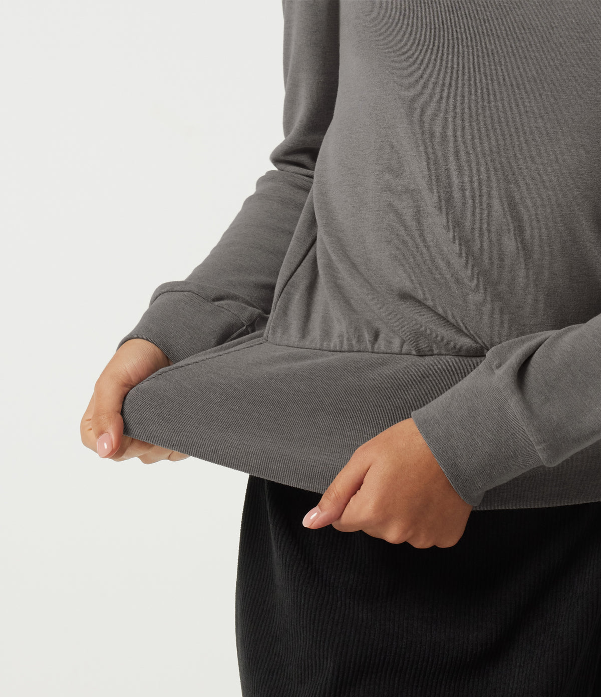 Mock Neck Long Sleeve Casual Top — Mottled Cloud Grey — view 7