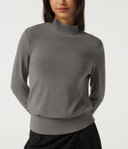 Mock Neck Long Sleeve Casual Top — Mottled Cloud Grey — view 5
