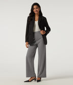 High Waisted Straight Leg Work Trousers with Pockets — Silent Storm — view 7