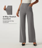 High Waisted Straight Leg Work Trousers with Pockets — Silent Storm — view 1