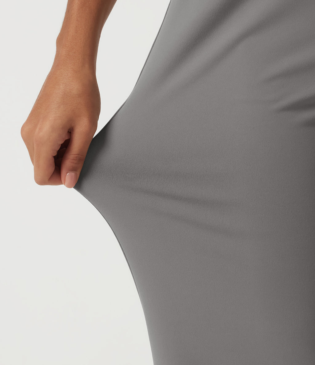 High Waisted Straight Leg Work Trousers with Pockets — Silent Storm — view 6