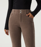 Mid Rise Bootcut Corduroy Casual Trousers with Pockets — Acorn — view 4