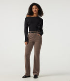 Mid Rise Bootcut Corduroy Casual Trousers with Pockets — Acorn — view 6