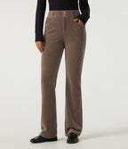 Mid Rise Bootcut Corduroy Casual Trousers with Pockets — Acorn — view 1