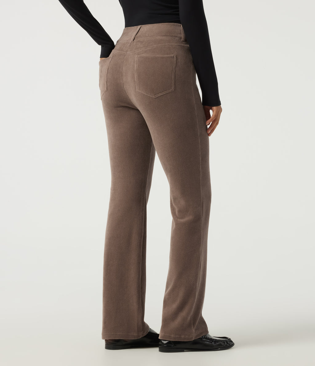 Mid Rise Bootcut Corduroy Casual Trousers with Pockets — Acorn — view 2