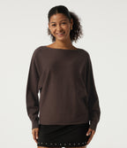 Round Neck Long Sleeve Tie Back Casual Jumper — Chicory Coffee — view 4
