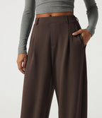 Mid Rise Barrel Leg Casual Sweatpants with Pockets — Fresh Bark — view 4